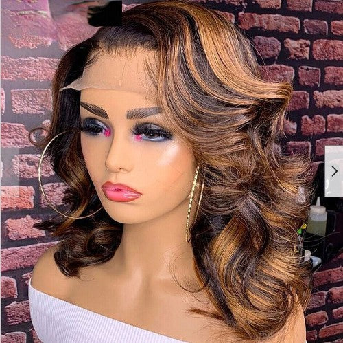 Split Lace Short Curly Hair Mechanism Synthetic Wigs view 6