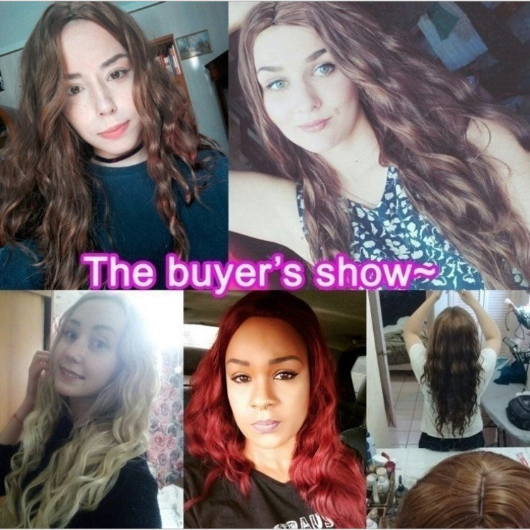 Wig Black Burgundy Multicolor Curly Hair view 3