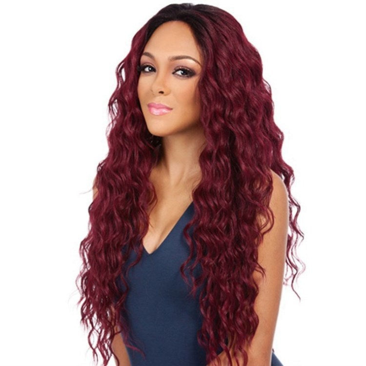 Wig Black Burgundy Multicolor Curly Hair view 4