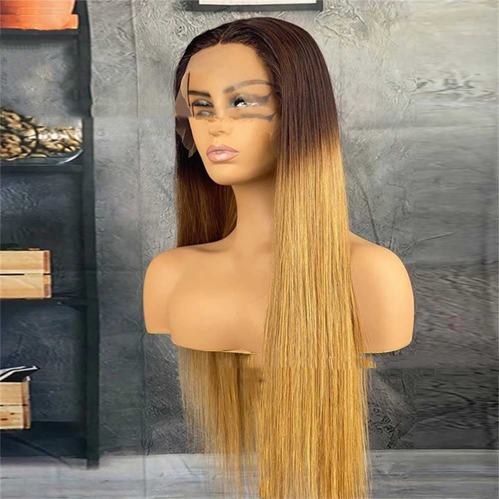 Women's Fashion Real Hair Gradient Wig Lace Headgear view 3