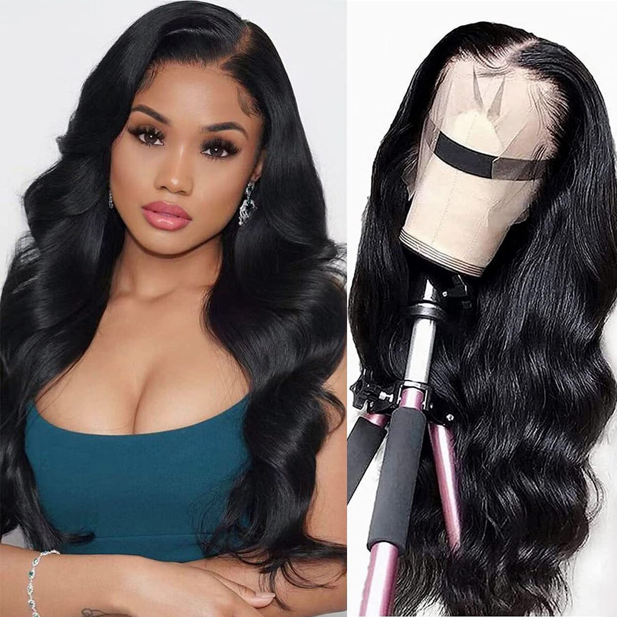 Women's Long Curly Hair Mid-length Large Wave Front Lace Synthetic Wigs view 3